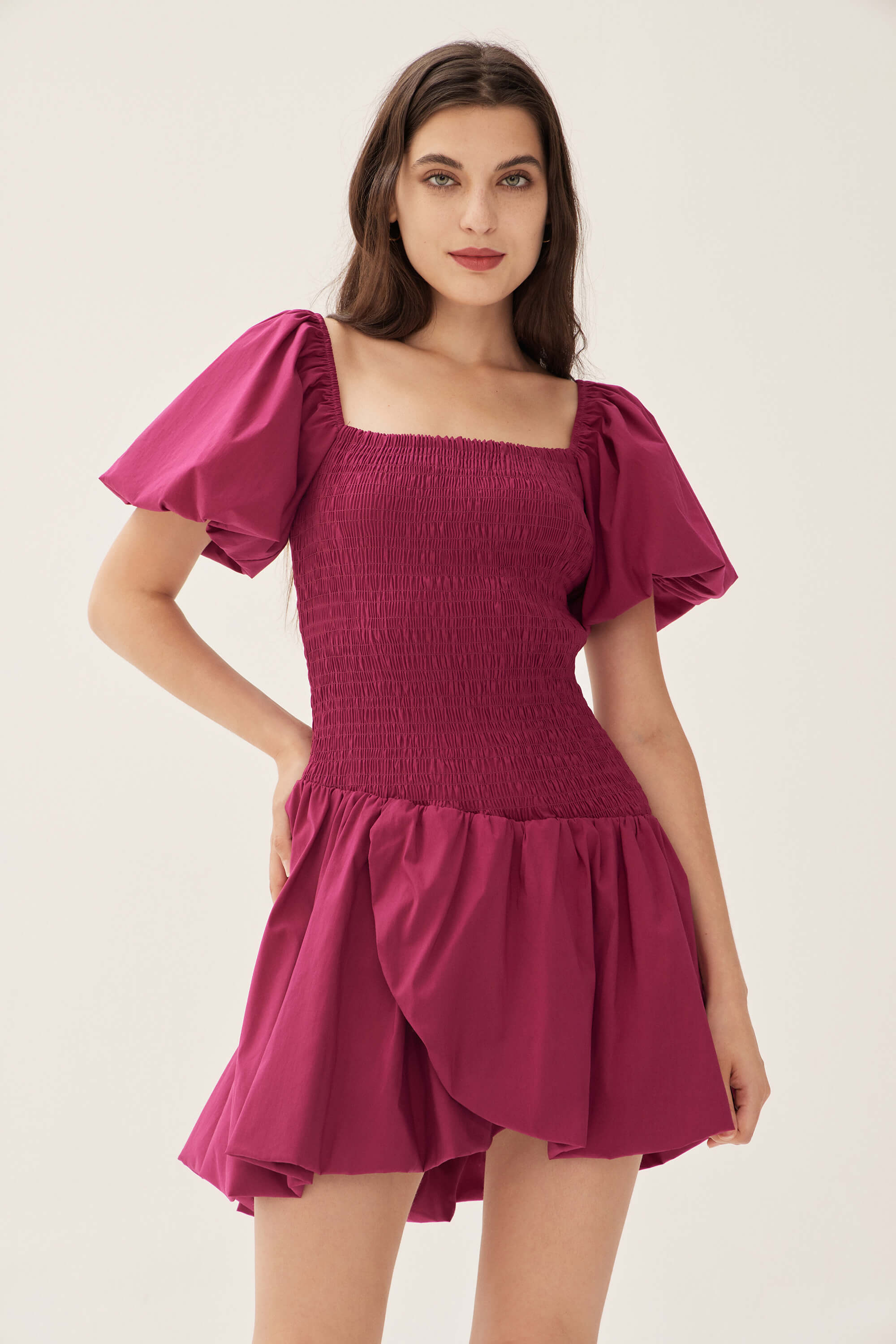 Aida Smocked Puff Sleeve Mini Dress