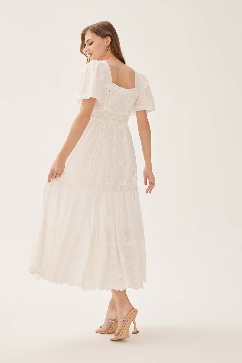 LAIT Jolie Mixed Lace Maxi Dress