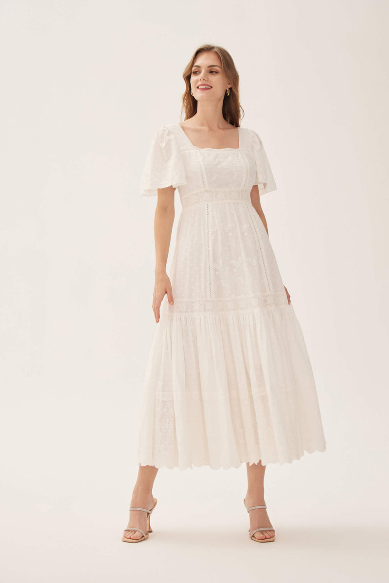 LAIT Jolie Mixed Lace Maxi Dress