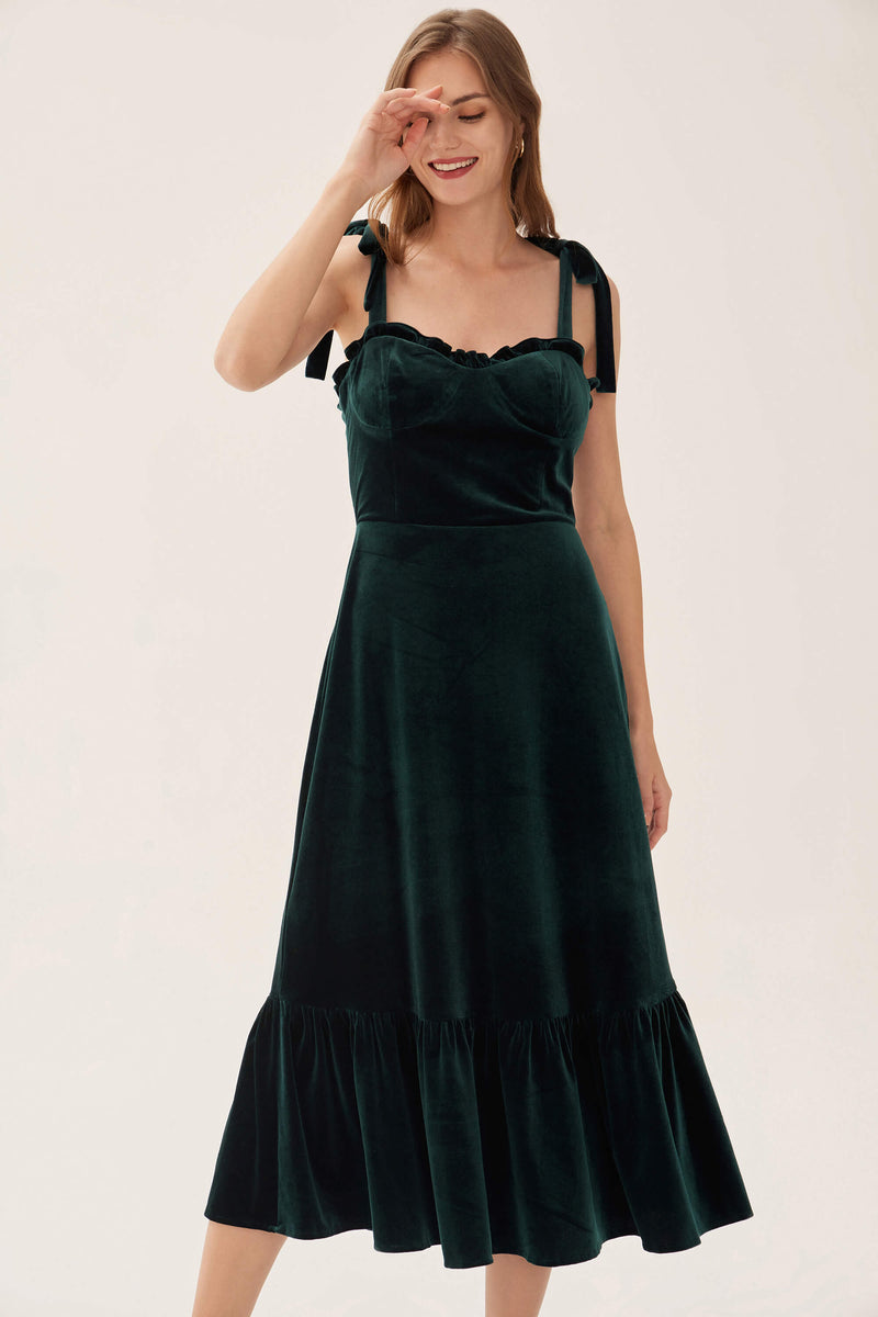 LAIT Tie Strap Velvet Dress 