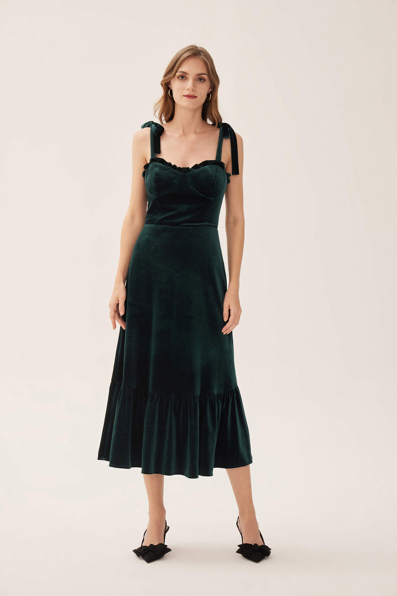 LAIT Tie Strap Velvet Dress 