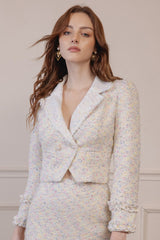 Luisa Wool-blend Lace Collared Blazer
