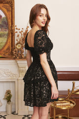 Maggi Sweetheart Lace Dress in Black