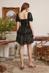 Maggi Sweetheart Lace Dress in Black